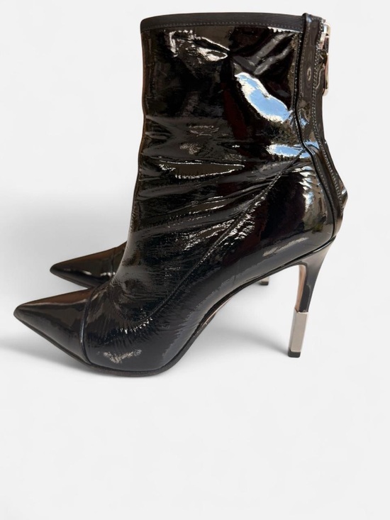Balmain Shoes - Balmain Black Patent Pointed-Toe Stiletto Ankle Boots